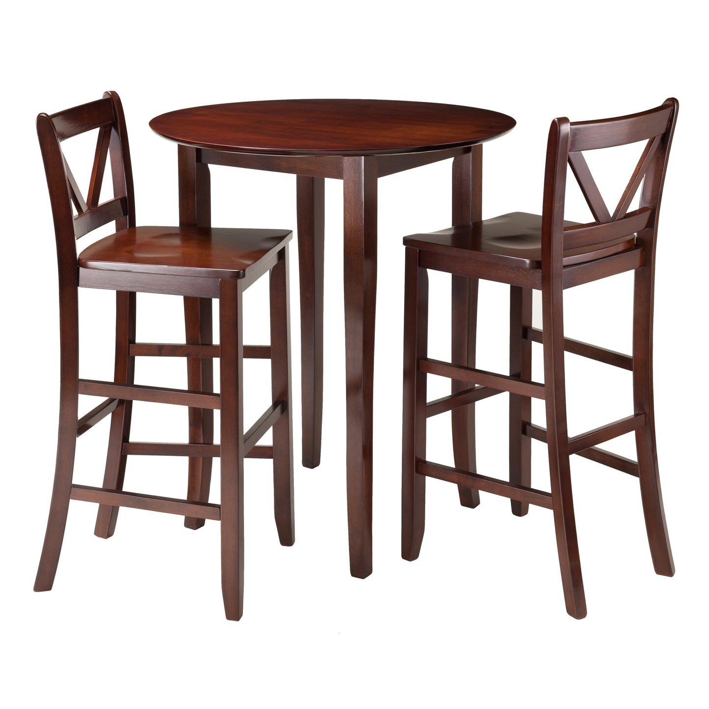 Fiona 3-Pc High Table with V-back Bar Stools, Walnut