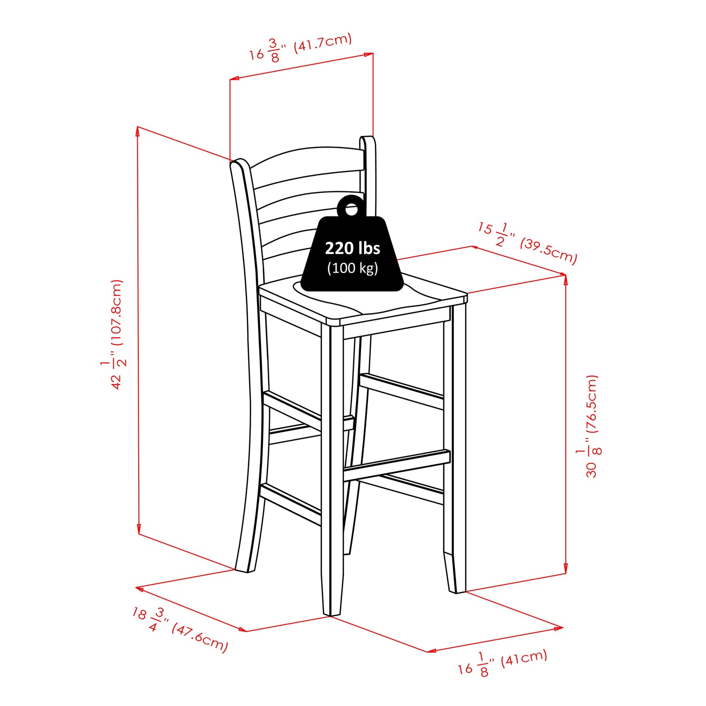 Halo 3-Pc High Table with Ladder-back Bar Stools, Walnut