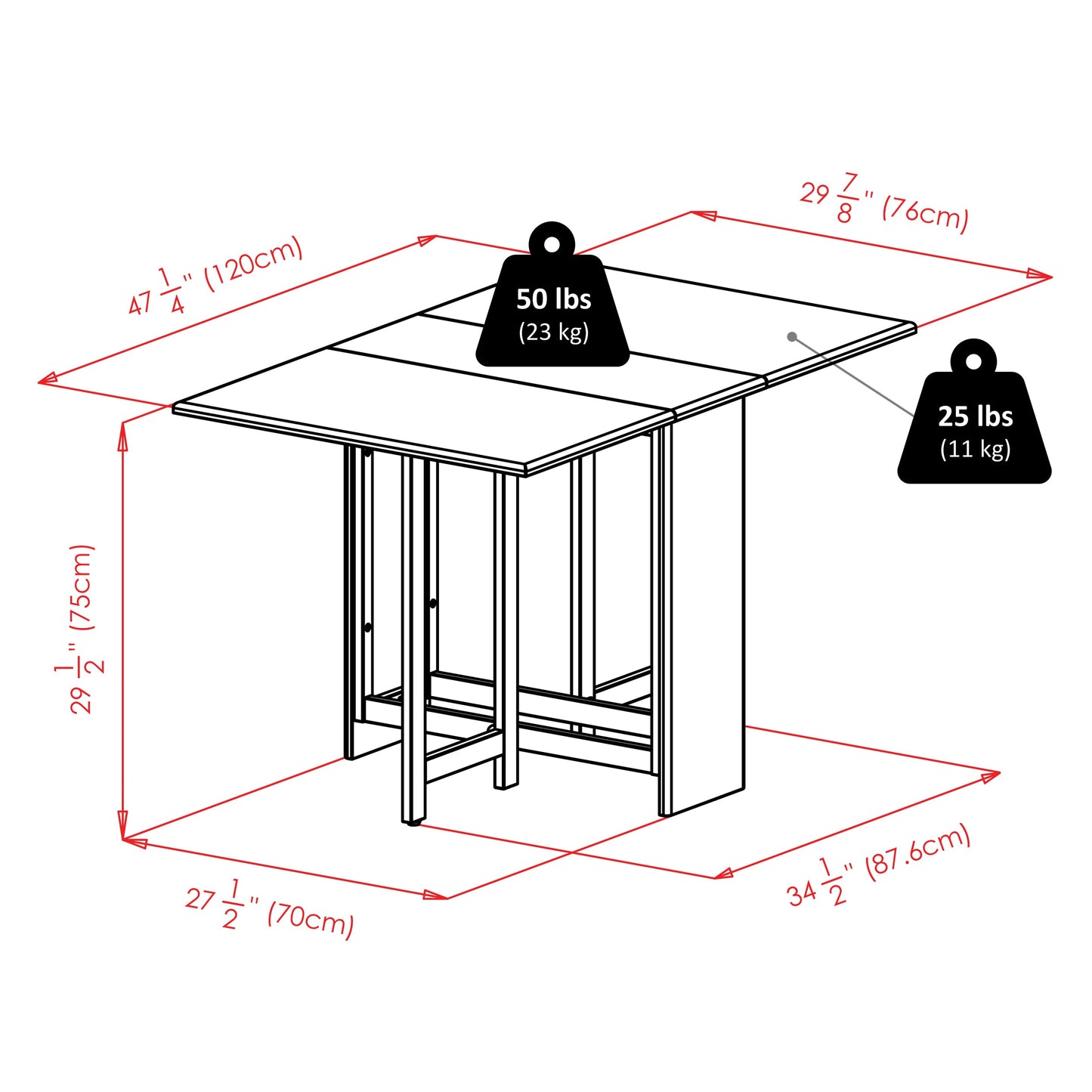 Clara Double Drop Leaf Dining Table, Walnut