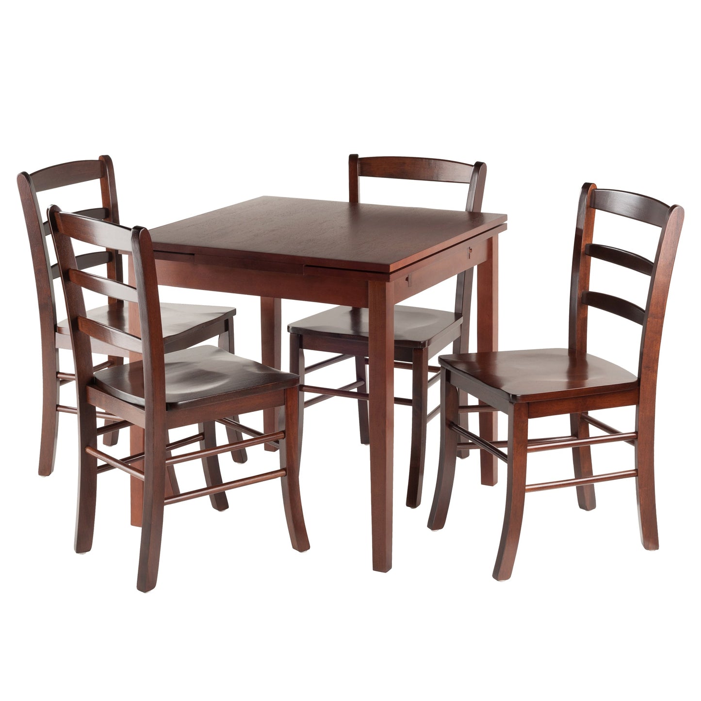 Pulman 5-Pc Extendable Table with Ladder-back Chairs, Walnut