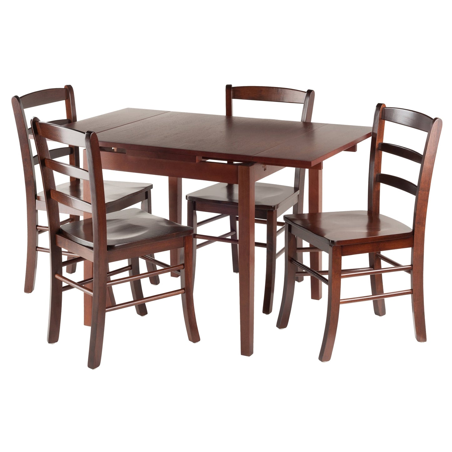 Pulman 5-Pc Extendable Table with Ladder-back Chairs, Walnut