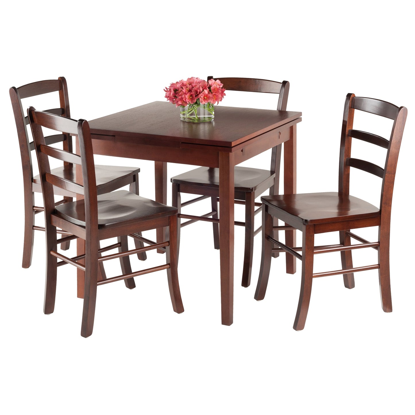 Pulman 5-Pc Extendable Table with Ladder-back Chairs, Walnut