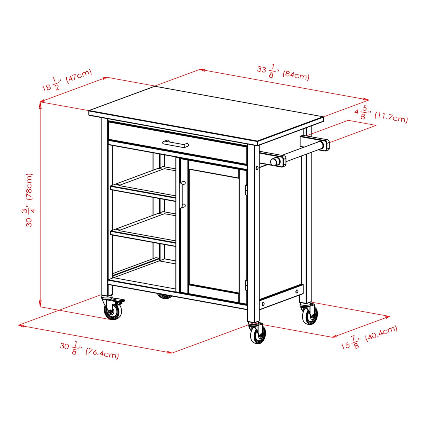 Marissa Kitchen Cart, Walnut