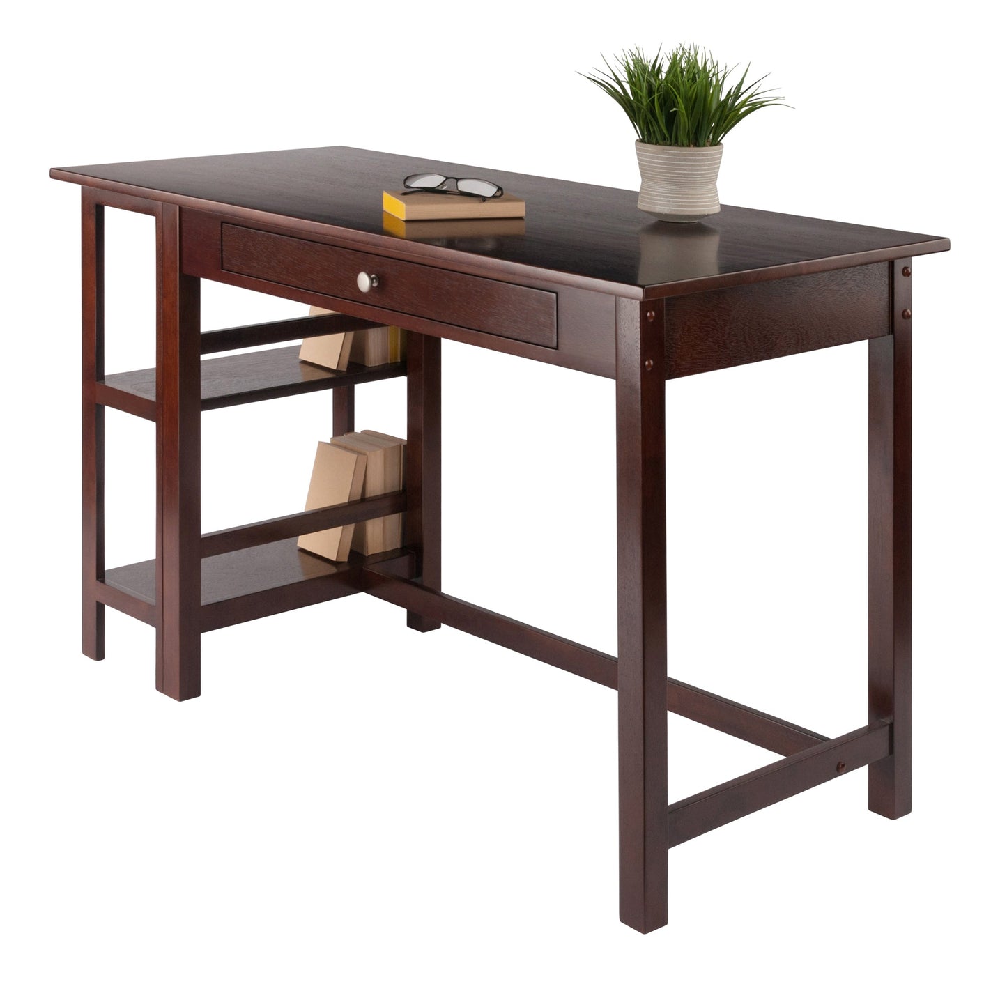 Velda Writing Desk with Shelves, Walnut