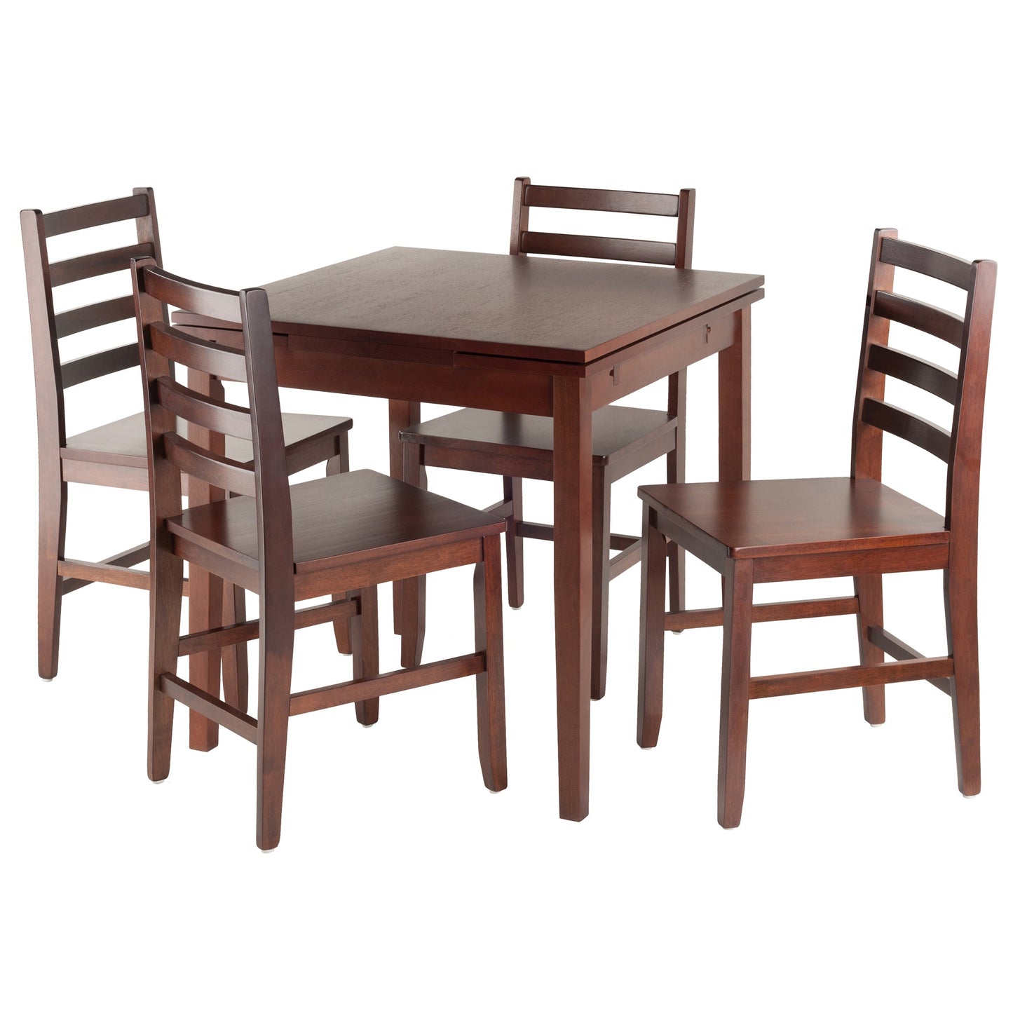 Pulman 5-Pc Extendable Table with Ladder-back Chairs, Walnut A