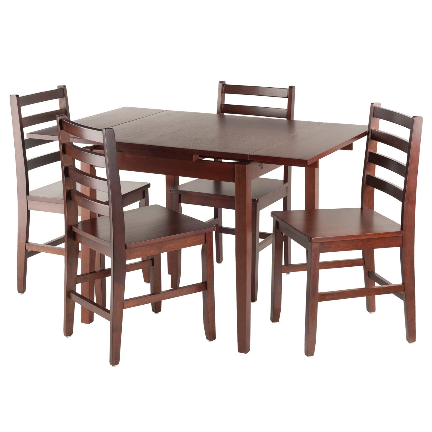 Pulman 5-Pc Extendable Table with Ladder-back Chairs, Walnut A