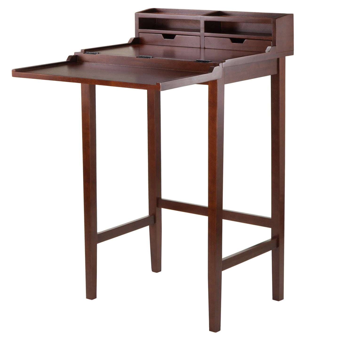 Brighton High Desk with 2 Drawers, Walnut