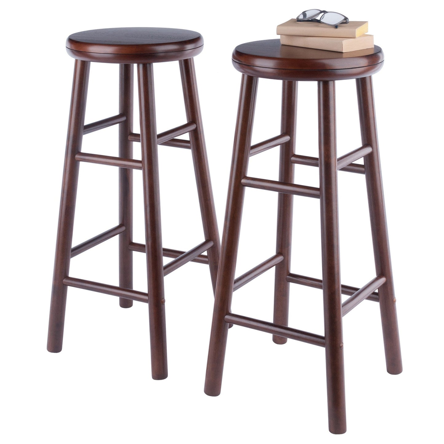 Shelby 2-Pc Swivel Seat Bar Stool Set, Walnut