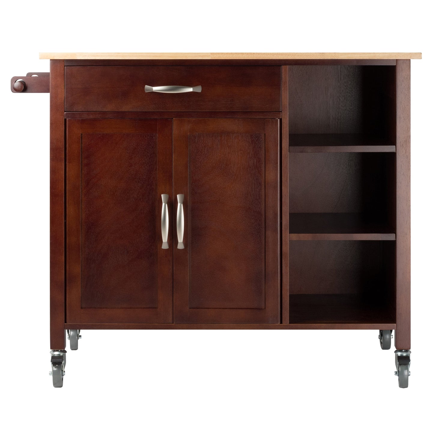 Mabel Utility Kitchen Cart, Walnut and Natural