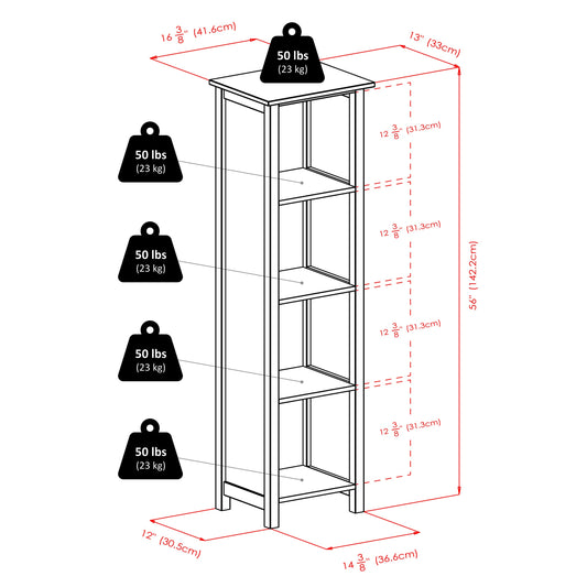 Verona 5-Pc Storage Shelf with 4 Foldable Fabric Baskets, Walnut and Beige A