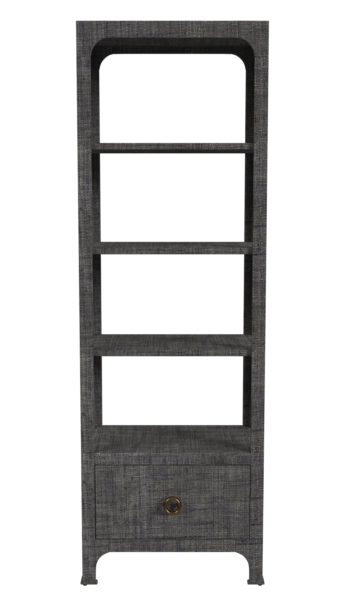 Chatham One Drawer 3 Shelf Natural Raffia  Etagere Bookcase in Gray  9745420