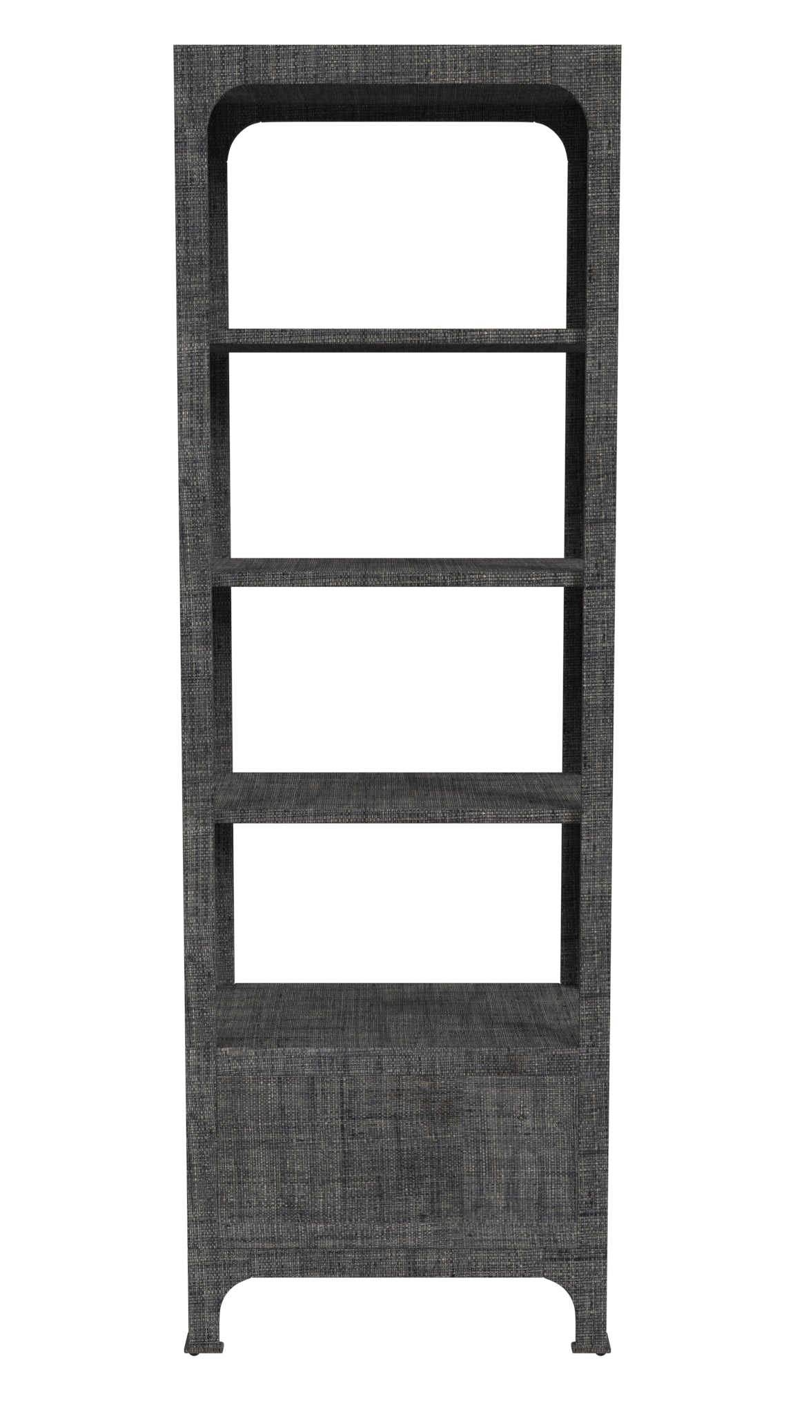 Chatham One Drawer 3 Shelf Natural Raffia  Etagere Bookcase in Gray  9745420