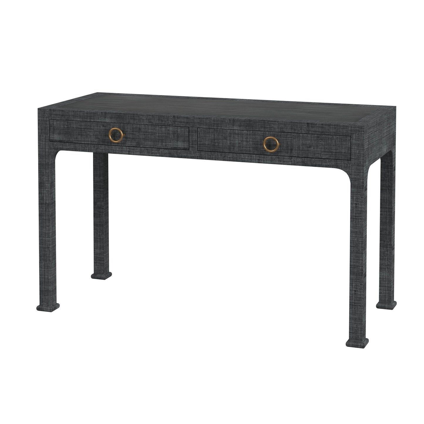 Chatham Raffia and Wood 2- Drawer Desk in Charcoal in Charcoal  9746420