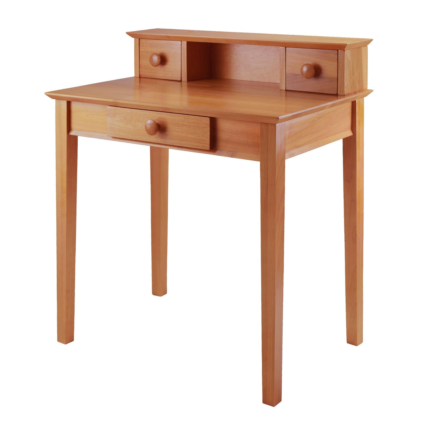 Studio Home Office Desk and Hutch, Honey Pine