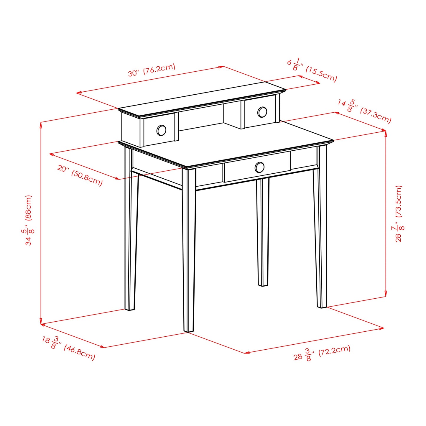 Studio Home Office Desk and Hutch, Honey Pine