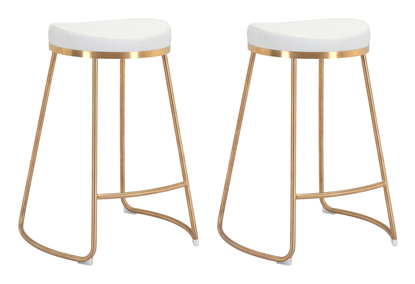 Bree Counter Stool (Set of 2) White & Gold