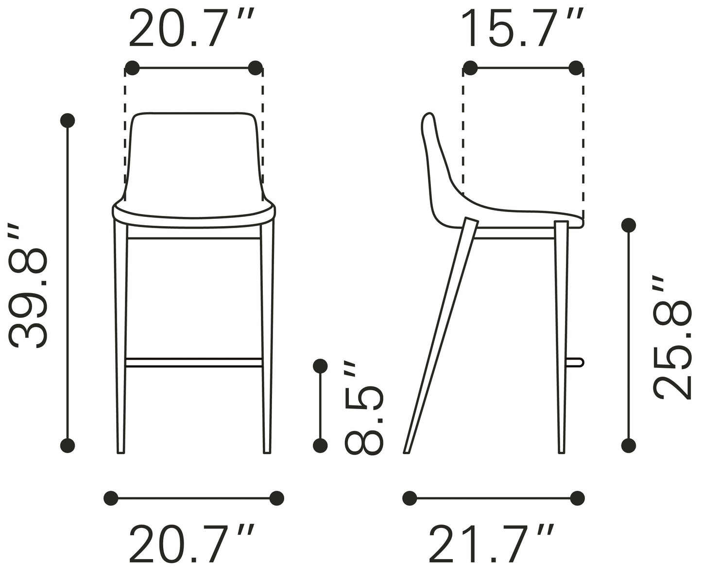 Magnus Counter Stool Black & Walnut