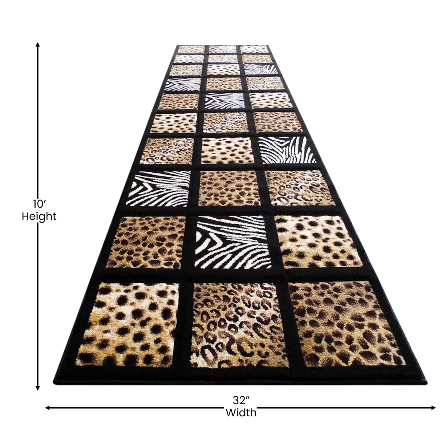 3' x 10' Animal Print Area Rug ACD-RG3055-310-BK-GG