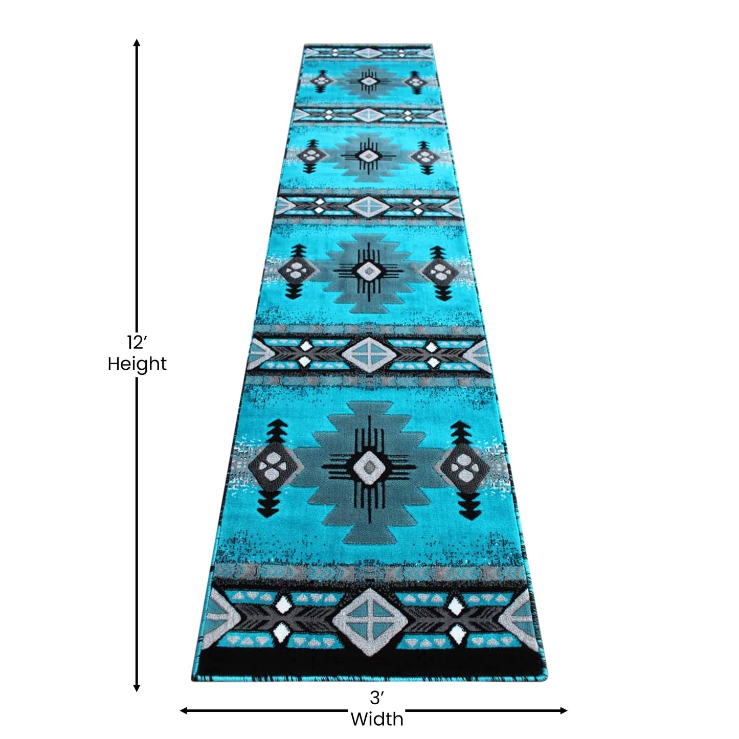 2x11 Rustic Turquoise Area Rug ACD-RGC318-211-TQ-GG