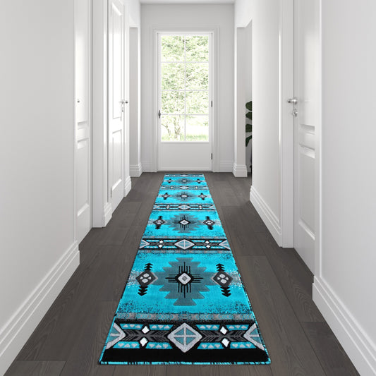 2x11 Rustic Turquoise Area Rug ACD-RGC318-211-TQ-GG