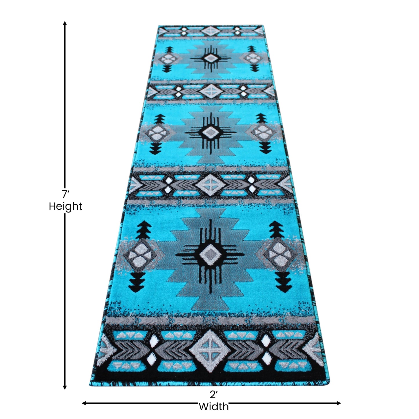 2x7 Rustic Turquoise Area Rug ACD-RGC318-27-TQ-GG