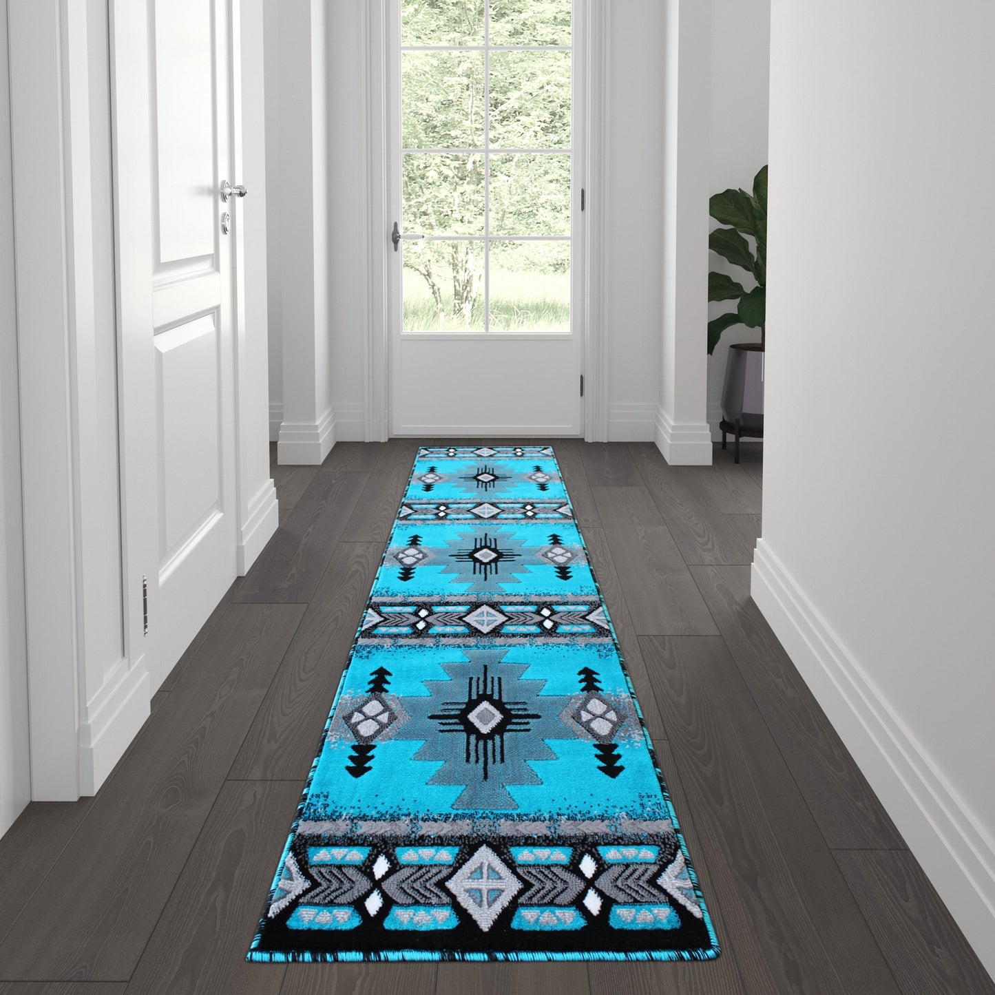 2x7 Rustic Turquoise Area Rug ACD-RGC318-27-TQ-GG