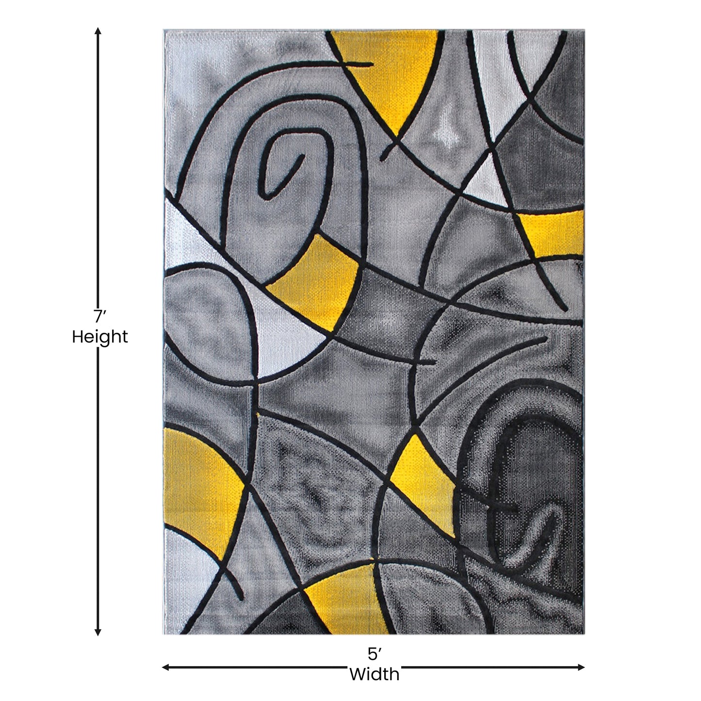 Yellow 5x7 Abstract Rug ACD-RGTRZ860-57-YL-GG