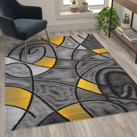 Yellow 5x7 Abstract Rug ACD-RGTRZ860-57-YL-GG