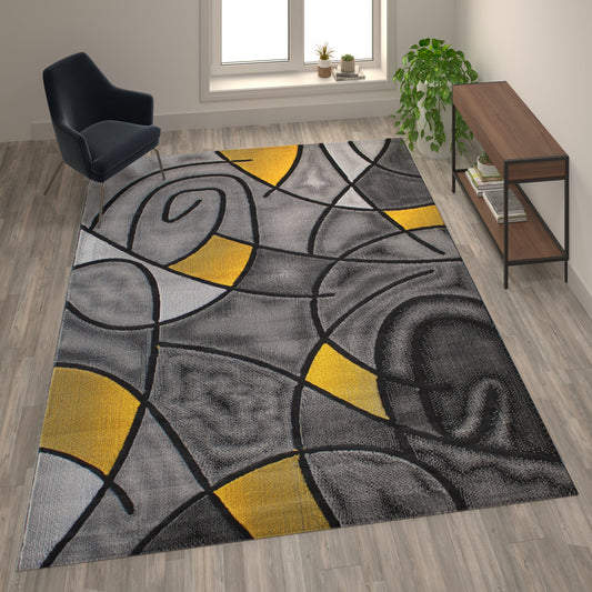 Yellow 8x10 Abstract Rug ACD-RGTRZ860-810-YL-GG