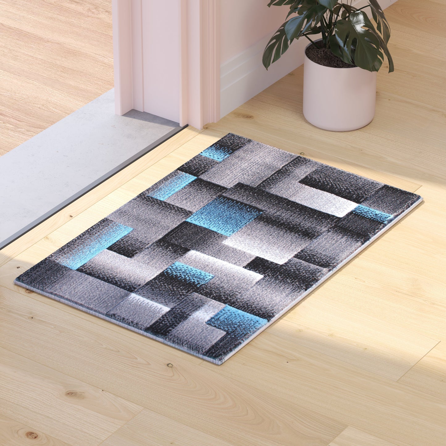 2x3 Blue Block Area Rug ACD-RGTRZ861-23-BL-GG