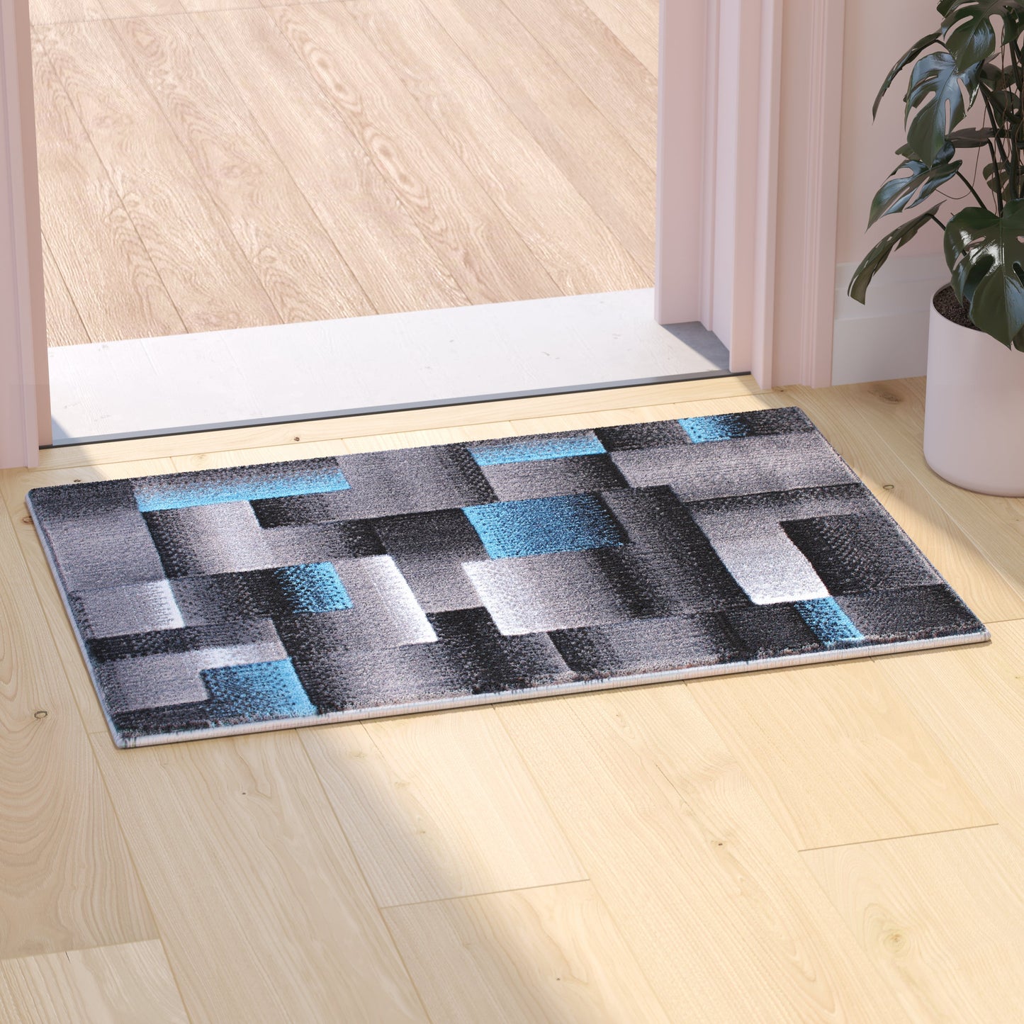 2x3 Blue Block Area Rug ACD-RGTRZ861-23-BL-GG