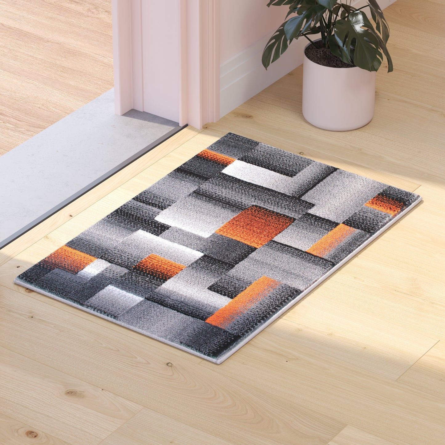 2x3 Orange Block Area Rug ACD-RGTRZ861-23-OR-GG