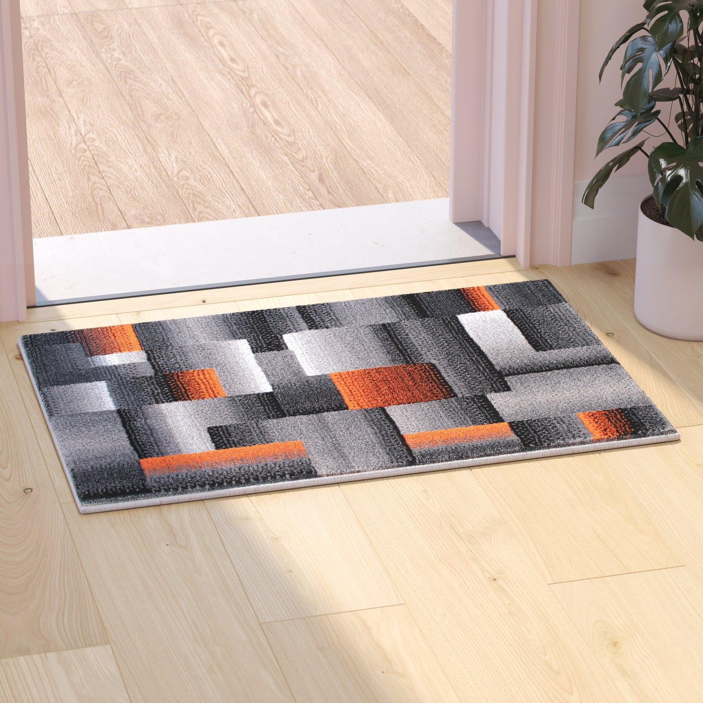 2x3 Orange Block Area Rug ACD-RGTRZ861-23-OR-GG