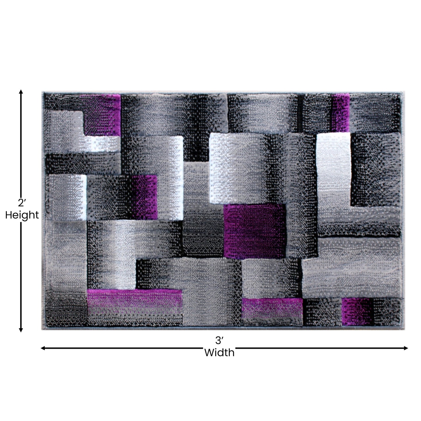 2x3 Purple Block Area Rug ACD-RGTRZ861-23-PU-GG