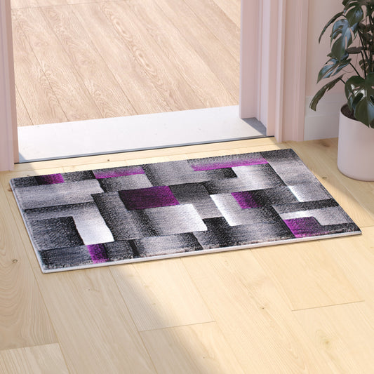 2x3 Purple Block Area Rug ACD-RGTRZ861-23-PU-GG