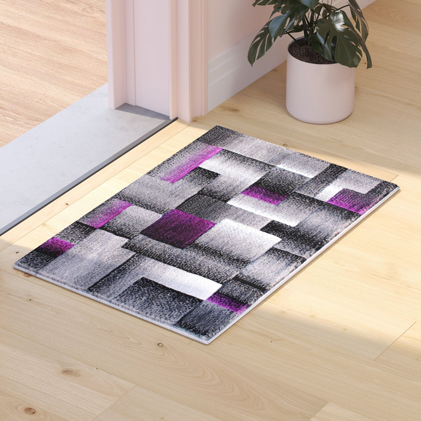 2x3 Purple Block Area Rug ACD-RGTRZ861-23-PU-GG