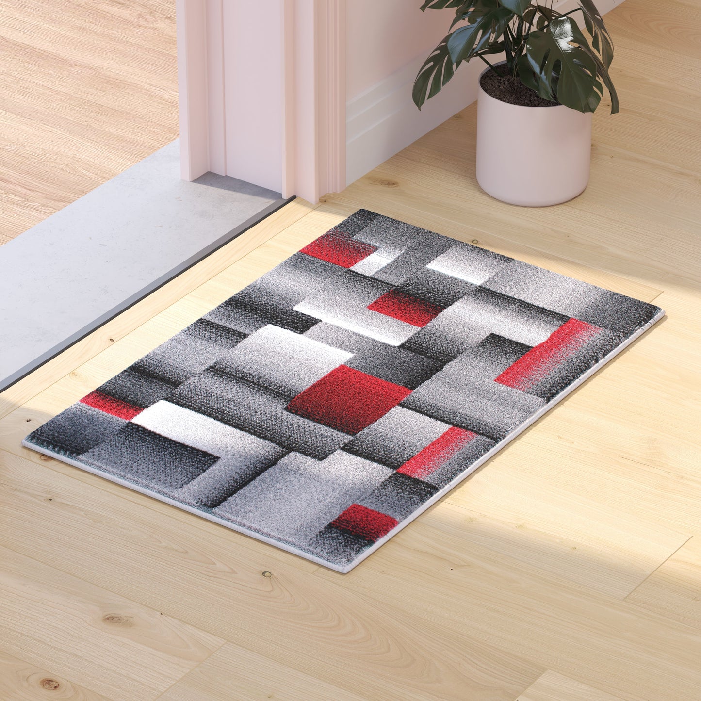 2x3 Red Block Area Rug ACD-RGTRZ861-23-RD-GG