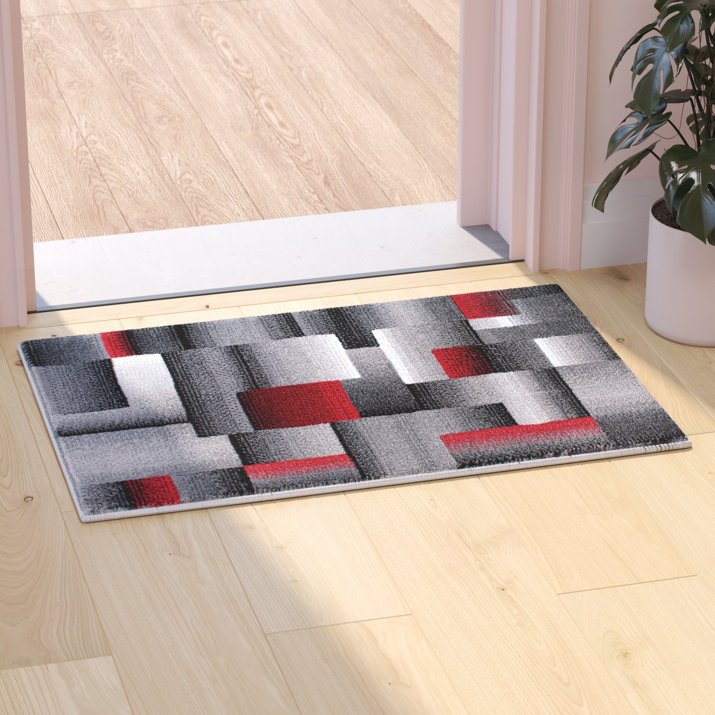 2x3 Red Block Area Rug ACD-RGTRZ861-23-RD-GG