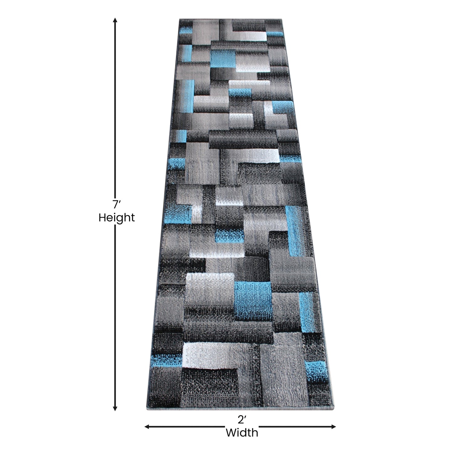 2x7 Blue Block Area Rug ACD-RGTRZ861-27-BL-GG