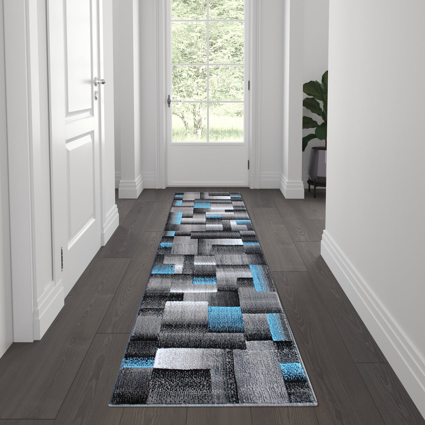 2x7 Blue Block Area Rug ACD-RGTRZ861-27-BL-GG