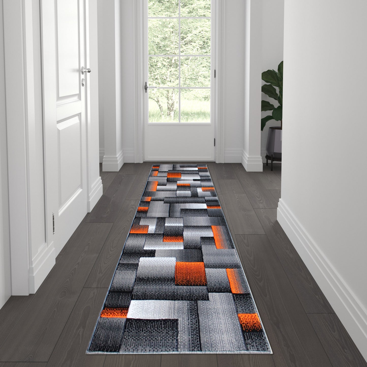 2x7 Orange Block Area Rug ACD-RGTRZ861-27-OR-GG