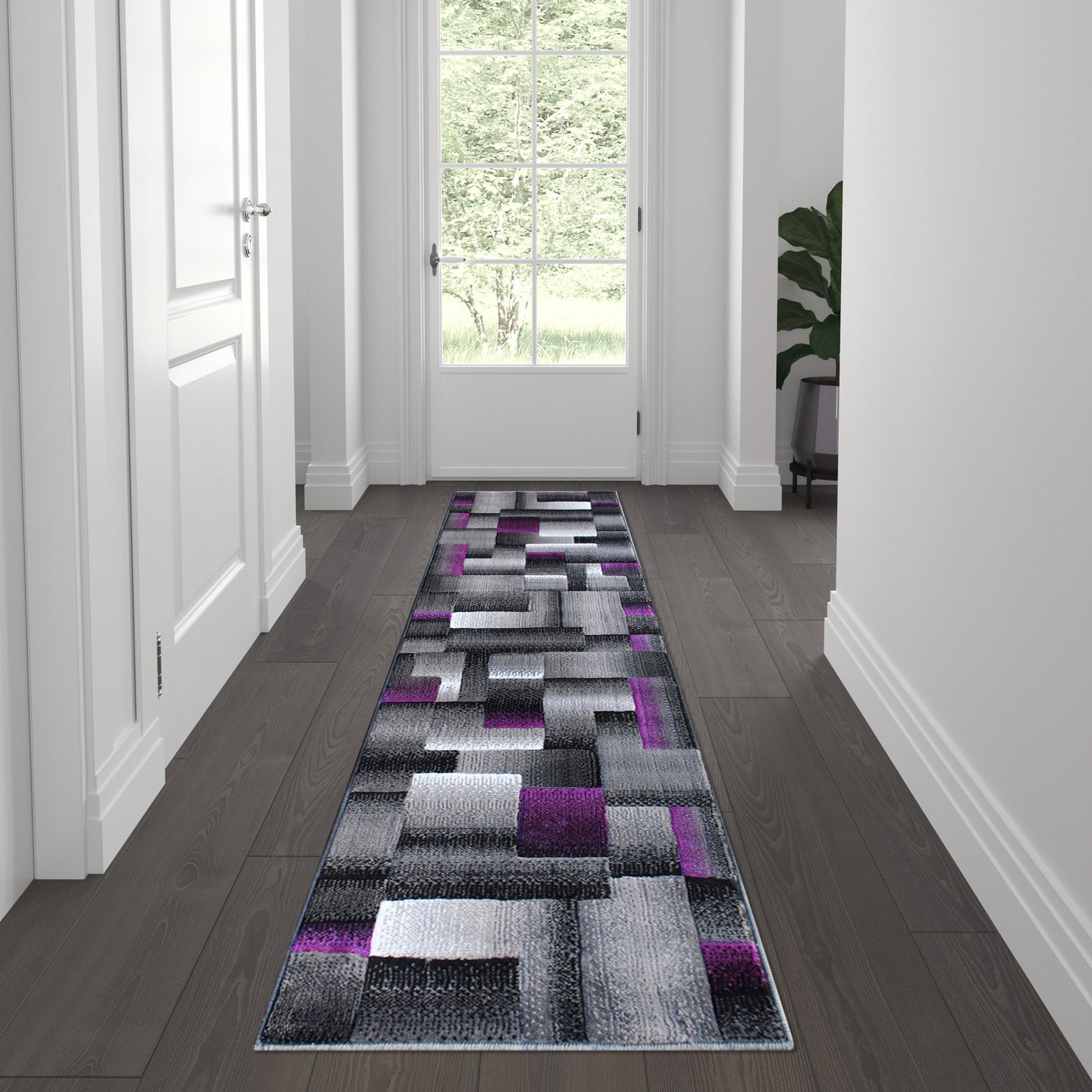 2x7 Purple Block Area Rug ACD-RGTRZ861-27-PU-GG