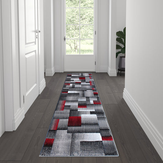 2x7 Red Block Area Rug ACD-RGTRZ861-27-RD-GG