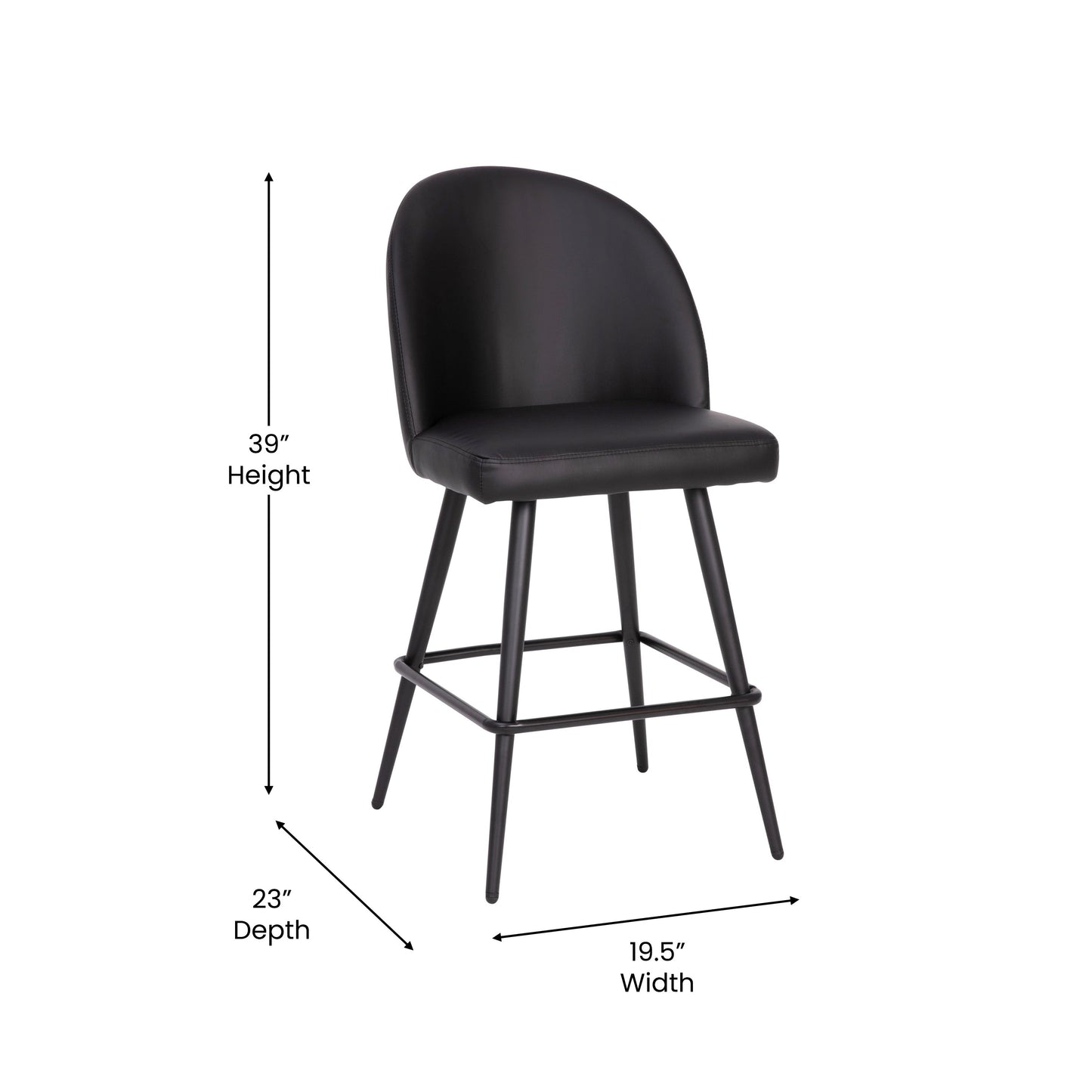 2PK 26" Black Leather Barstool AY-1026H-26-BK-GG