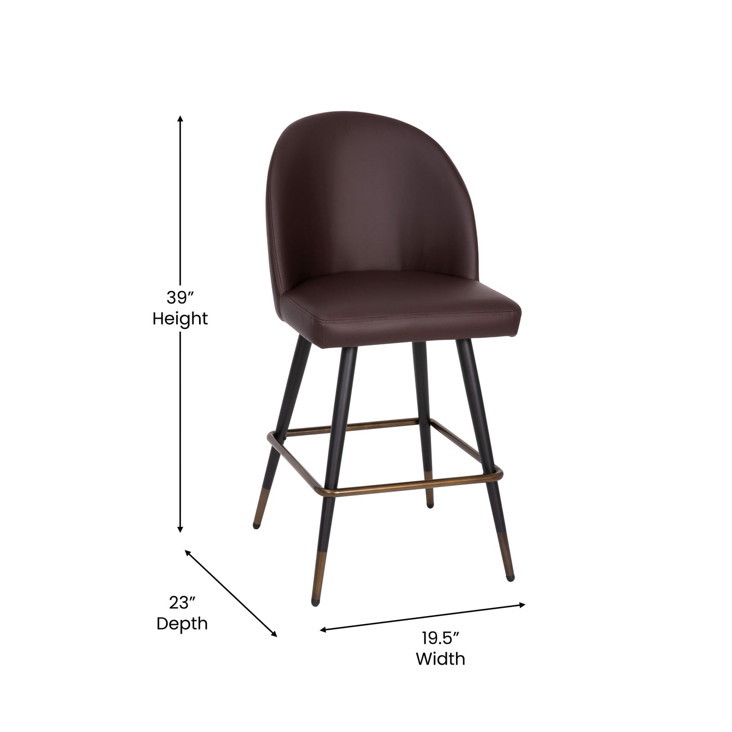 2PK 26" Brown Leather Barstool AY-1026H-26-BR-GG