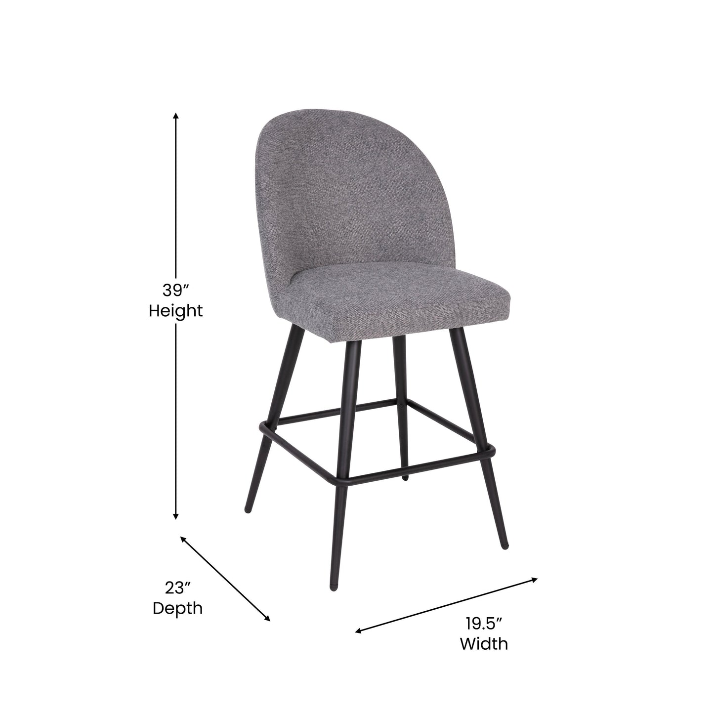 2PK 26" Gray Linen Barstool AY-1026H-26-GYFAB-GG