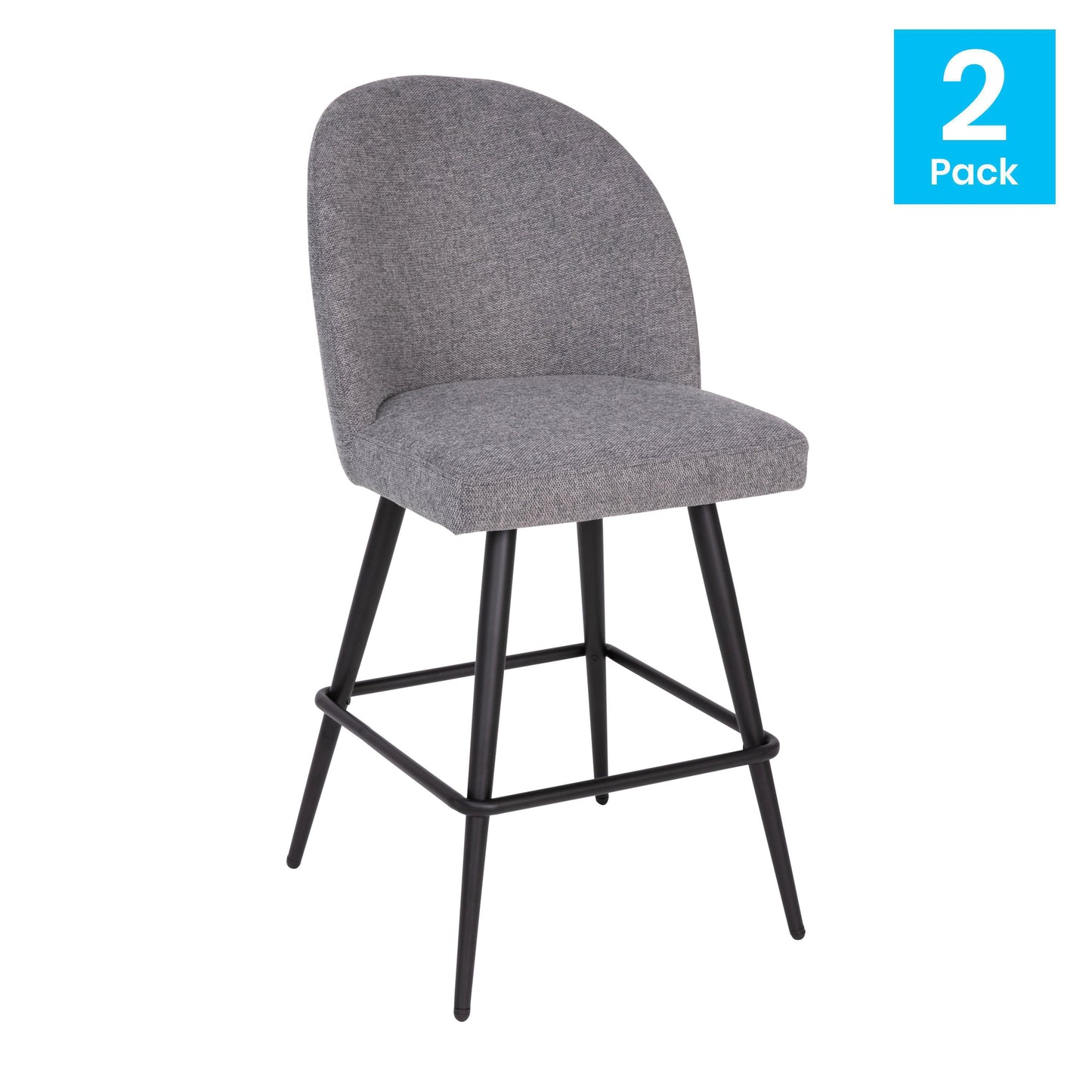 2PK 26" Gray Linen Barstool AY-1026H-26-GYFAB-GG