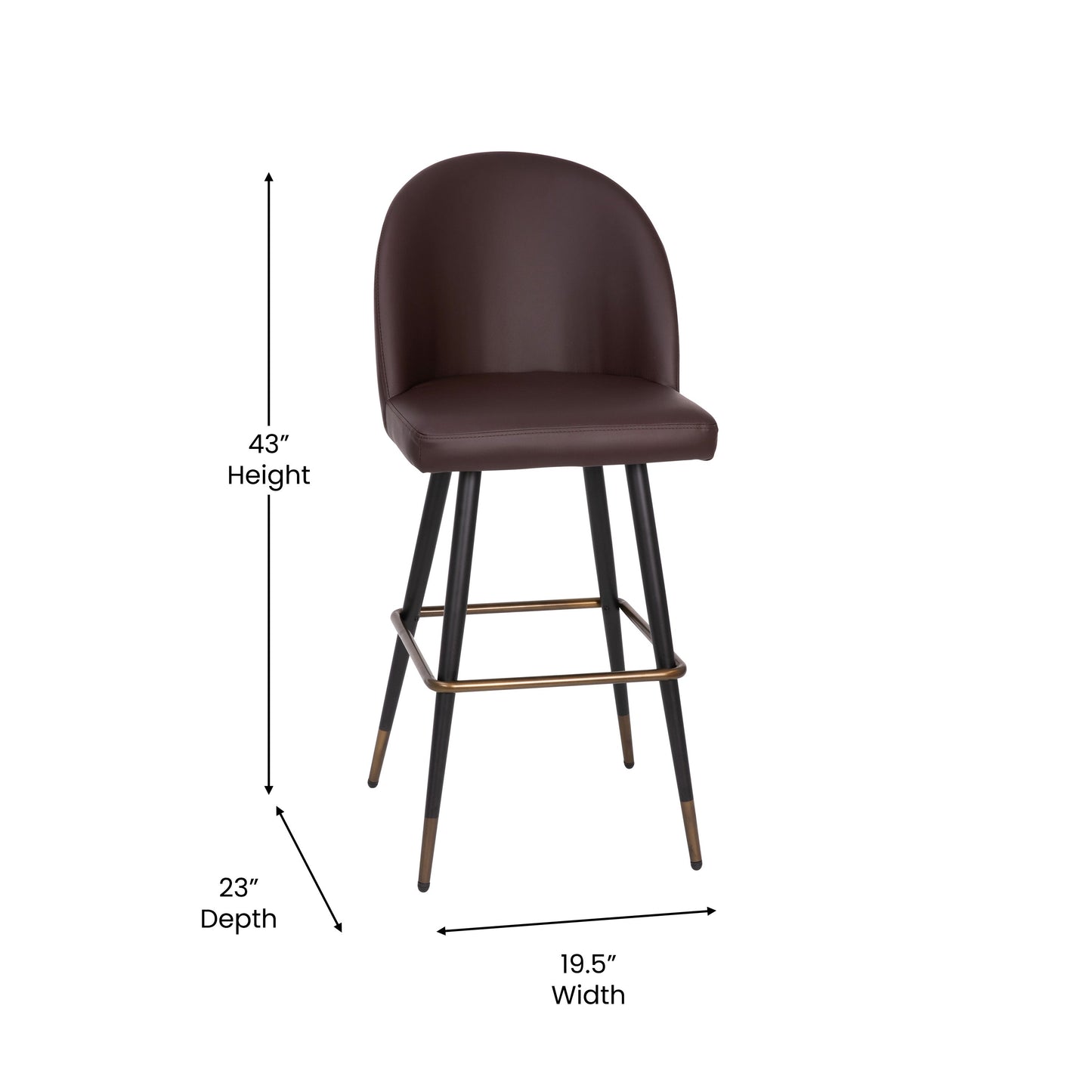 2PK 30" Brown Leather Barstool AY-1026H-30-BR-GG