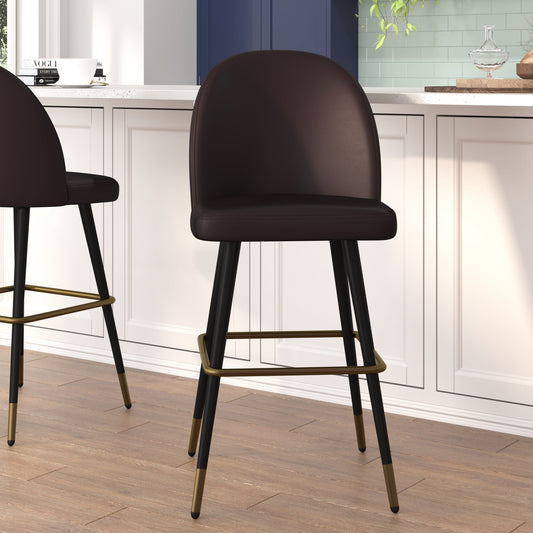 2PK 30" Brown Leather Barstool AY-1026H-30-BR-GG