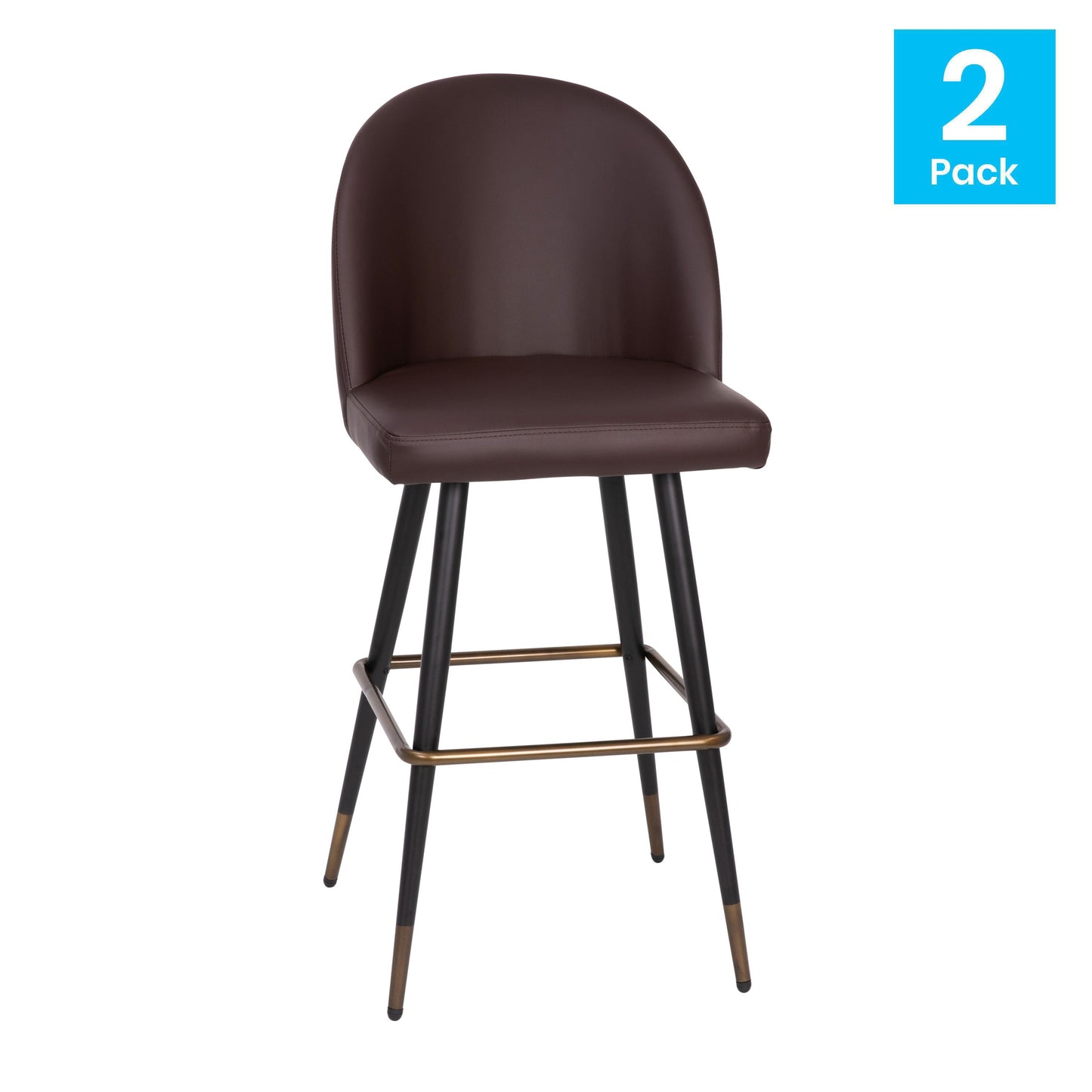 2PK 30" Brown Leather Barstool AY-1026H-30-BR-GG